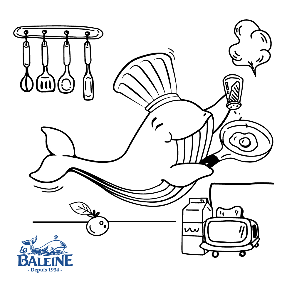 coloriage baleine cuisine