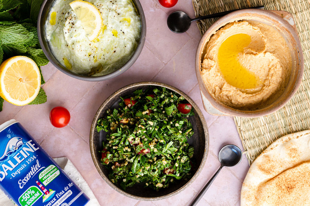 recette du Mezze Libanais : Houmous, Tzatziki, Taboulé de persil et coriandre recette du Mezze Libanais : Houmous, Tzatziki, Taboulé de persil et coriandre