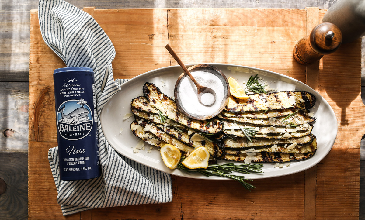 Lemon Garlic Grilled Zucchini with Fine Sea Salt recipe