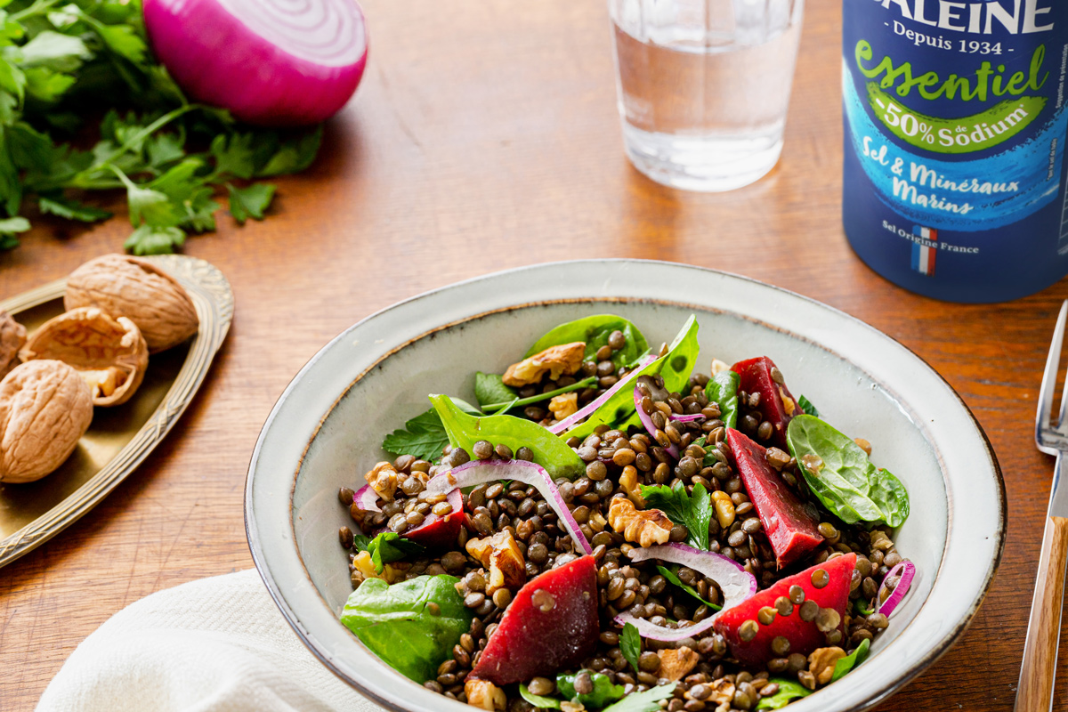 recette Salade de lentilles à la betterave et aux noix