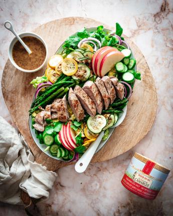 Pork Tenderloin salad with grilled veggies recipe