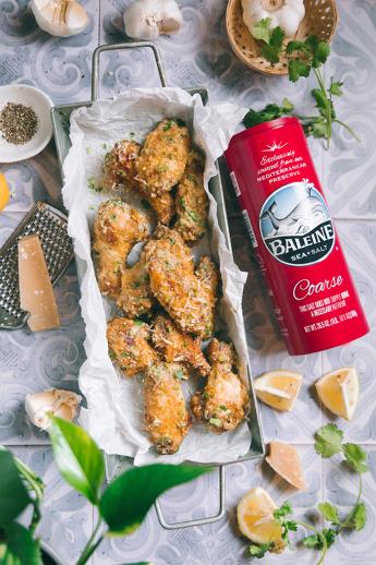 Garlic Parmesan Chicken Wings with La Baleine Coarse Sea Salt recipe