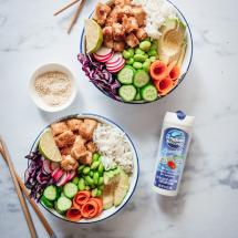 Vegan buddha bowl with tofu and lots of veggies recipe